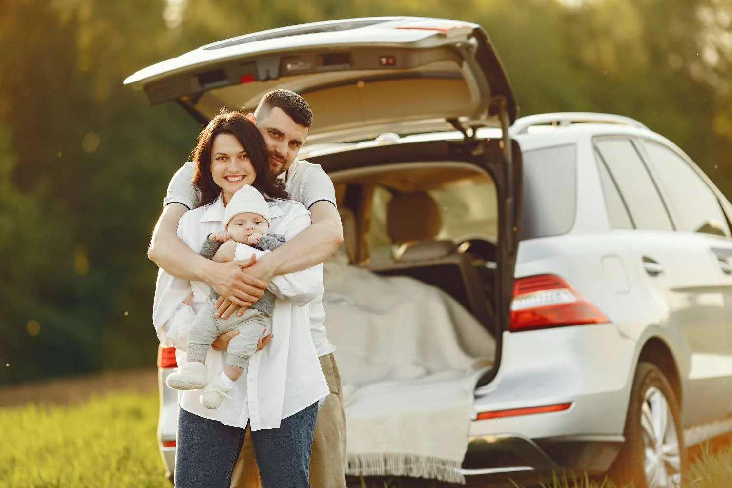 Happy driver with car